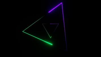 movimento através roxa e turquesa néon triângulos fundo vj ciclo dentro 4k video