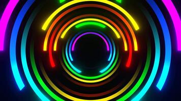 Circular Motion of Multicolor Neon Lines Background VJ Loop in 4K video