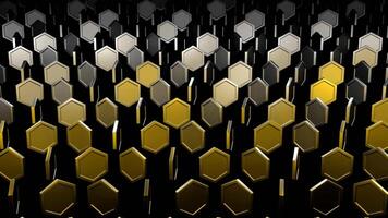 Silver and Gold Abstract Hexagons Rotation Background VJ Loop in 4K video