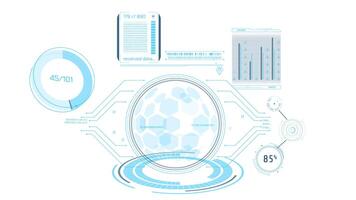 animado tela com hud e infográfico elementos para dados transformação video