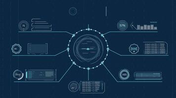animato interfaccia con un' multicomponente dati in lavorazione sistema video