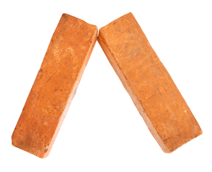 Two red bricks in stack isolated with clipping path in file format png