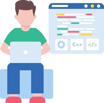 un plano estilo ilustración demostración módulo instalando vector