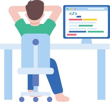 un plano estilo ilustración demostración un programador vector