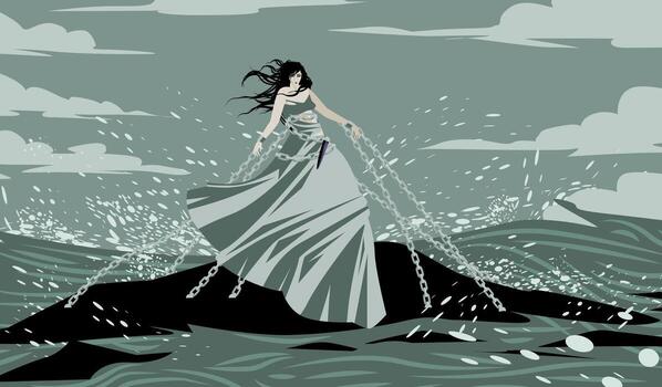 andromeda chained to a rock vector