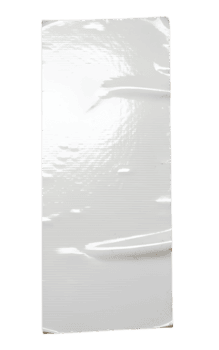 vertikal vit kanal tejp klistermärke med rynkig textur isolerat på transparent . glansig lim tejp med rev papper kanter. mall attrapp för etiketter, meddelande, Lägg till text, design element. png