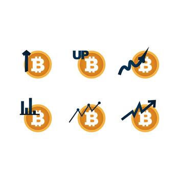 bitcoin graph icon set graph design isometric 3d style cryptocurrency concept illustration eps 10 vector