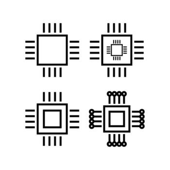 pastilla procesador icono conjunto diseño modelo vector