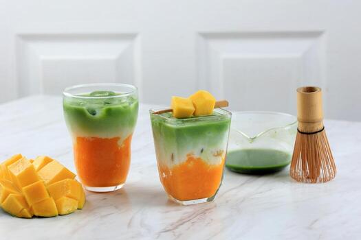 Iced Mango Matcha Latte photo