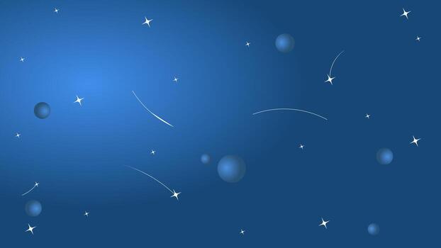 Blue space background with stars, comets, and planets. Illustration of a cosmic scene with abstract celestial elements. vector