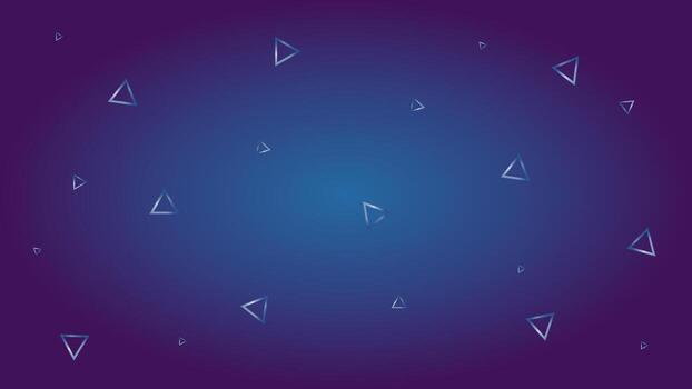 Modern abstract background with scattered metallic triangles on a blue and purple gradient, creating a futuristic and dynamic design, suitable for technology or creative themes. vector