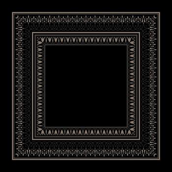 Square gold floral european pattern frame arabesque. Decorative frame elegant element for design in Eastern style, place for text. Lace frame square surfaces, invitations, textiles, embroider vector