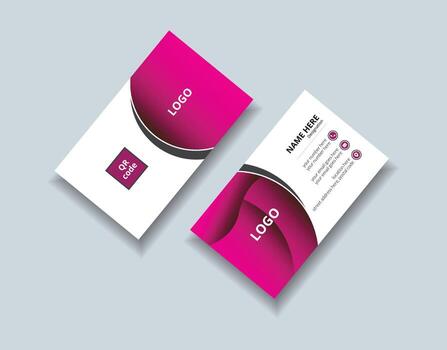 Modern Colorful Business Card Template with QR Code Abstract Wave Layout Design vector