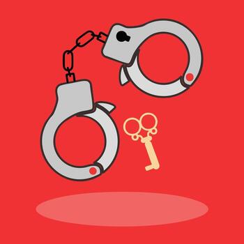 Simple and Clear Handcuff with Key Icon Expanded Line Icon Design vector