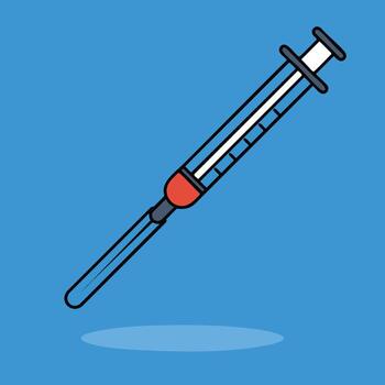 Simple and Clear Injection or Syringe with Cap Icon Expanded Line Icon Design vector