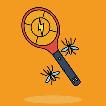 Simple and Clear Mosquito Racket Icon Expanded Line Icon Design vector