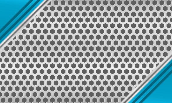 Modern metallic hexagon background with diagonal blue lines and aesthetic tech design vector