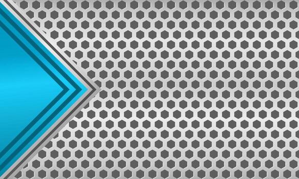 Modern blue metallic arrow design on aesthetic hexagonal pattern background for stylish layout vector