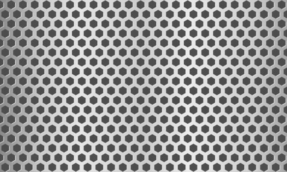 Modern metallic hexagon pattern background with dark shadows and shiny silver aesthetic design vector
