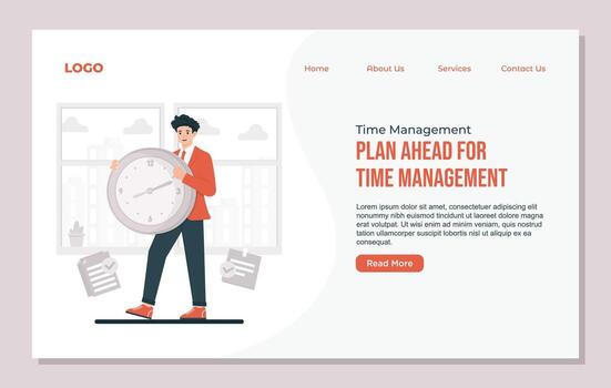 Man holding a clock for time management vector