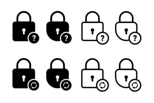illustration of forgot password and reset icons in filled and outline styles vector