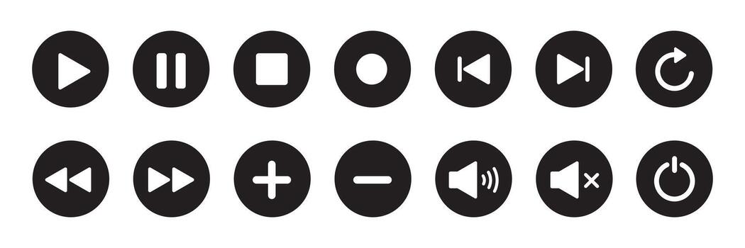 un colección de negro y blanco botones desplegado en un blanco antecedentes vector