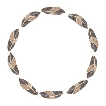 Decorative circle of stylized feathers in neutral tones with a simple and elegant design vector