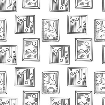 Unique line art featuring modern abstract frames with geometric patterns and shapes on a white background vector