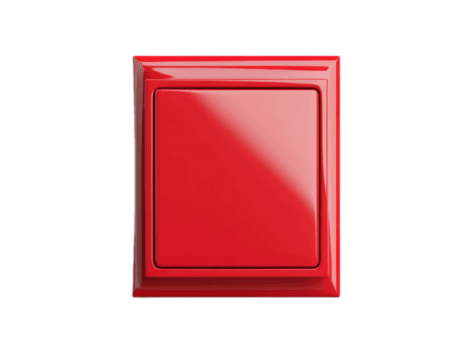 Shiny red rectangular button isolated on transparent background png