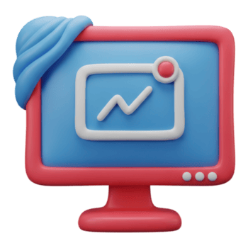 Computer monitor displaying a growth chart isolated on white isolated on transparent background png