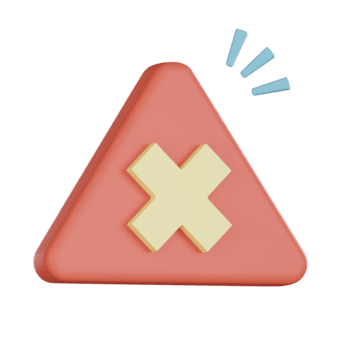 Empty states 3d icon with red triangular warning sign and yellow cross symbol showing alert or error message in modern design png