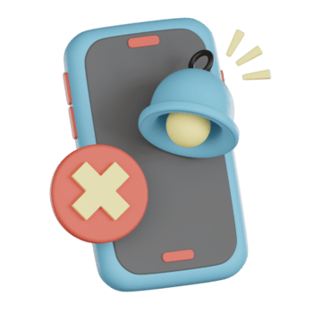 kennisgeving leeg staten 3d icoon met telefoon en klok symbool tonen alarm en annuleren teken in zacht kleuren voor gebruiker koppel ontwerp png