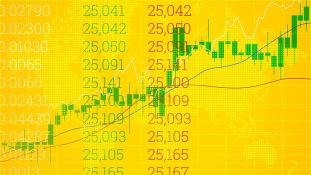 Successful stock market statistical information and trends with an upward graph. Economic information growth background vector