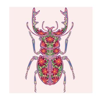 un escarabajo con vistoso patrones en eso vector