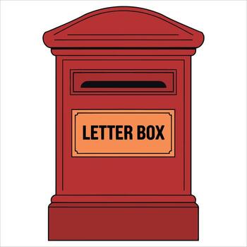 plano rojo buzón ilustración. clásico enviar oficina diseño Perfecto para Envío notificaciones y envío Servicio marca. vector