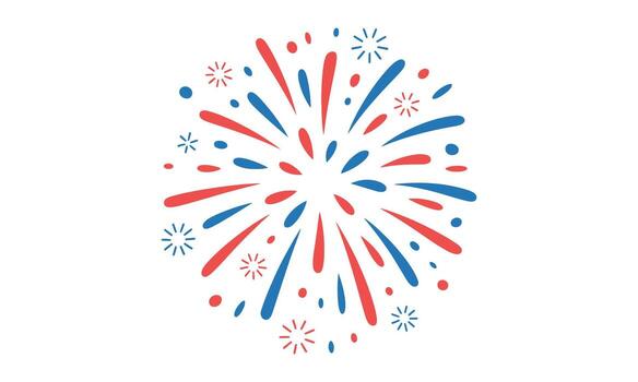 Red and Blue Sparkles with Burst Elements on a White Background Celebration Design vector