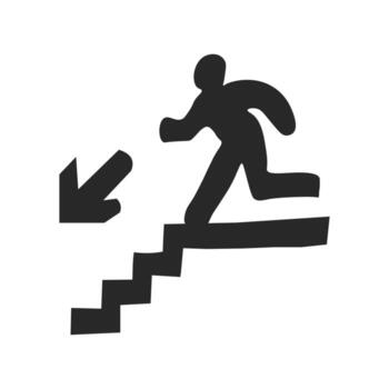Emergency Exit Running Man Down Stairs vector