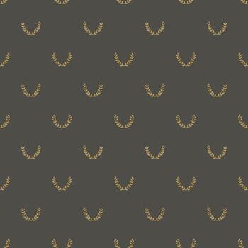 seamless pattern with golden laurel on dark background vector