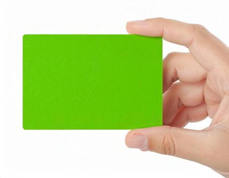 Key held in hand displaying an empty business card mock-up photo