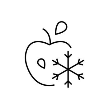 Frozen Apple Minimalistic Outline Icon for Web and Graphic Design, Apps, Banners, Social Network and Cards vector