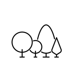 Trees in Forest Minimalistic Thin Outline Icon for Web and Graphic Design, Apps, Banners, Social Network and Cards vector