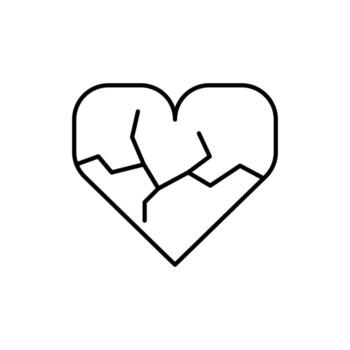 Broken Heart Minimalistic Linear Pictogram for Web and Graphic Design, Apps, Banners, Social Network and Cards vector