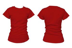 rojo blanco camiseta frente y espalda ver aislado en blanco antecedentes para vestir Bosquejo y diseño modelo foto