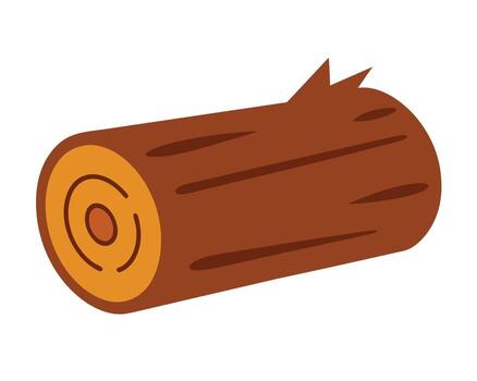 Rustic Brown Wooden Log, Isolated on White Background, Illustrative Image of a Cut Tree Trunk, Showing Natural Texture and Warm Color vector