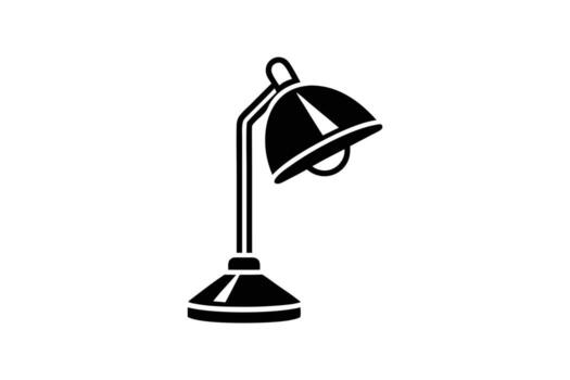 Stylish Black Desk Lamp Icon A Minimalist Design for Modern Office Spaces, Home Studies, and Creative Work Environments vector