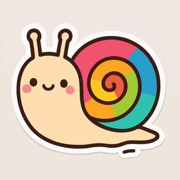 art of cute cartoon snail isolated on white background adorable kawaii snail illustration with colorful shell design of happy and sweet animal with funny face and spiral shell vector