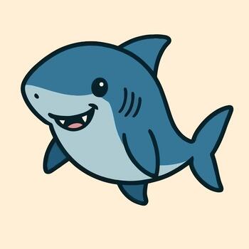 art of adorable shark cartoon character, perfect for oceanthemed designs, childrens illustrations, and playful graphics, adding a touch of fun and cheerfulness to any project vector
