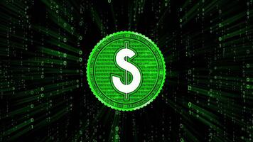 rotante dollaro moneta e binario codice modello video
