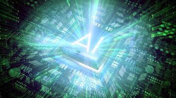 kunstmatig intelligentie- computer bewerker blended met Matrix stijl binair code video