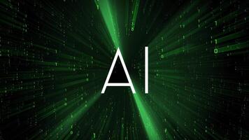 artificiale intelligenza lettere con binario codice nel sfondo video